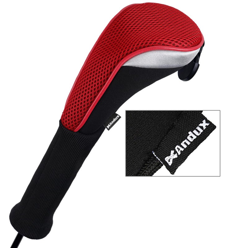 Andux 4pcs/Pack Long Neck Golf Hybrid Club Head Covers Dial No. Tag CTMT-02 Red - Image 4